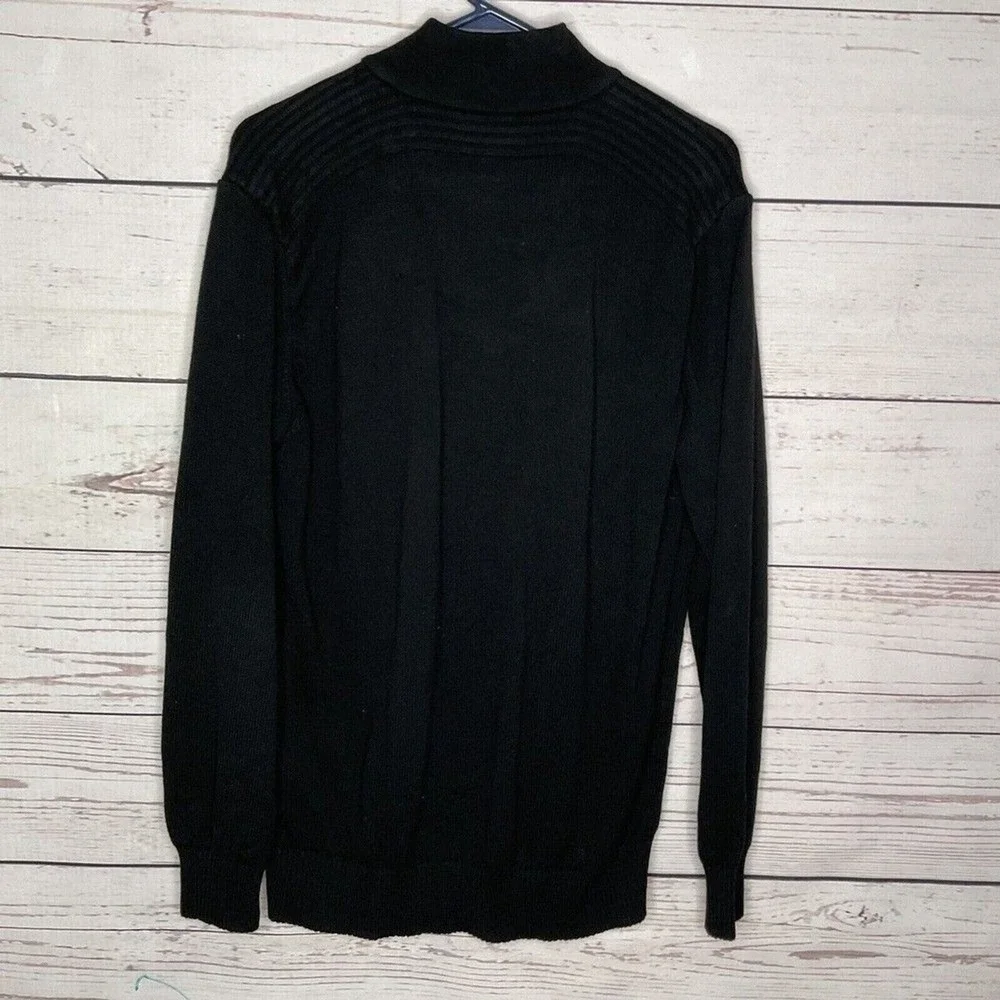 Lacoste‎ Black 1/4 Zip MockNeck Sweater Pullover Men 6/L Peru Cotton/Wool